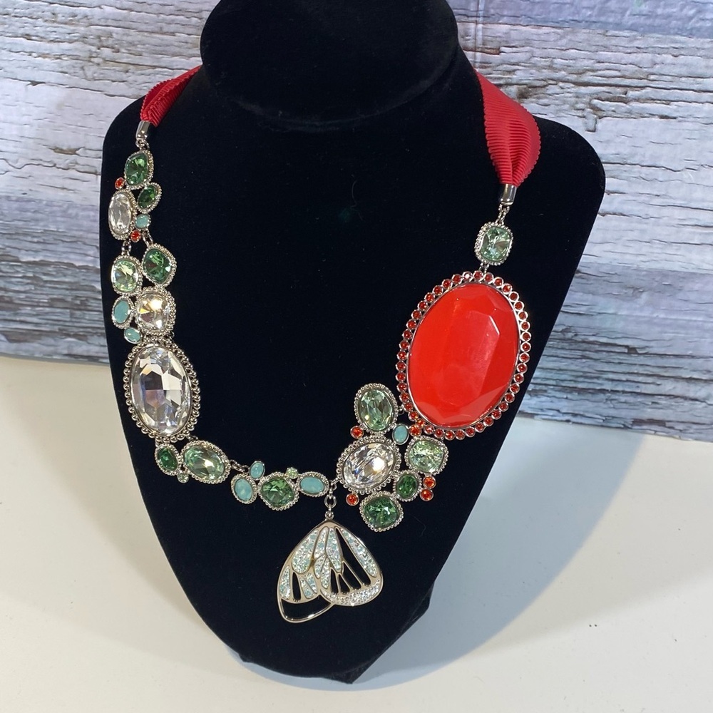 Swarovski Swan Signed Nova Butterfly Ribbon Statement Large Necklace 1084466